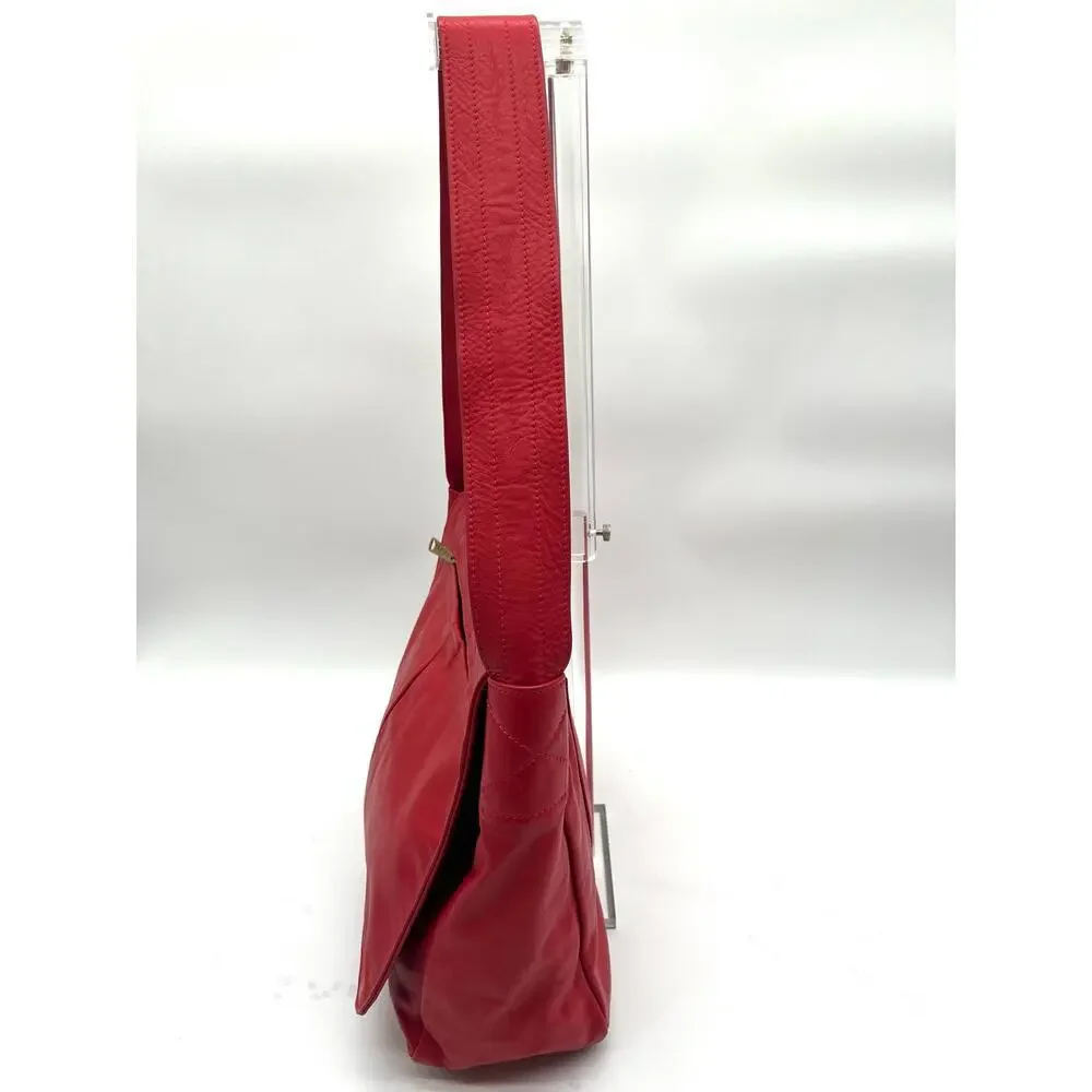 Georgetown Leather Design Red Messenger Foldover Hobo Bag